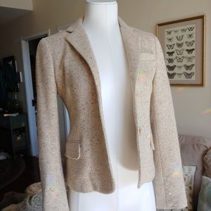TAN WOOL TWEED BLAZER JACKET